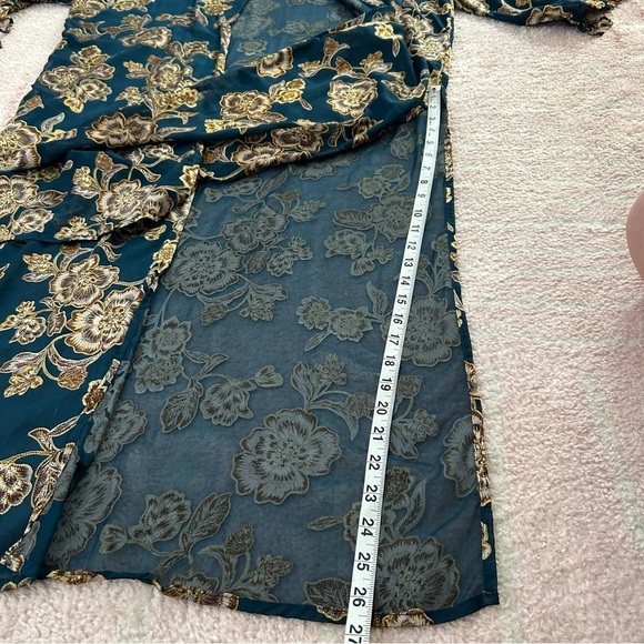 Shyanne Teal Floral Duster Kimono One Size Travel Boho Festival Beach Coverup - Picture 10 of 12